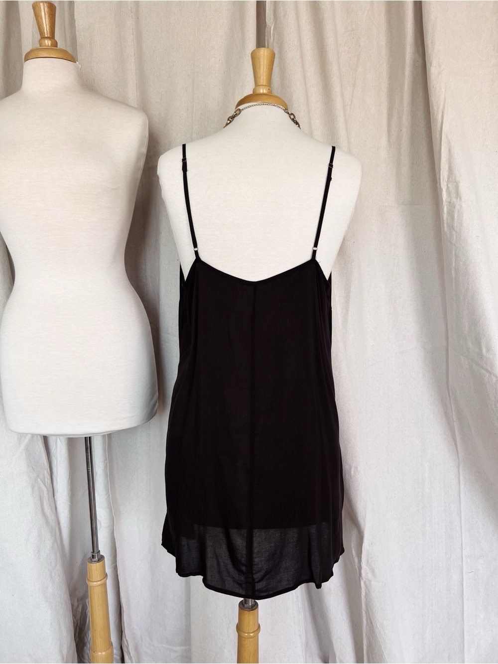 Black Slip Dress with V-Neck - Picture 2 of 4